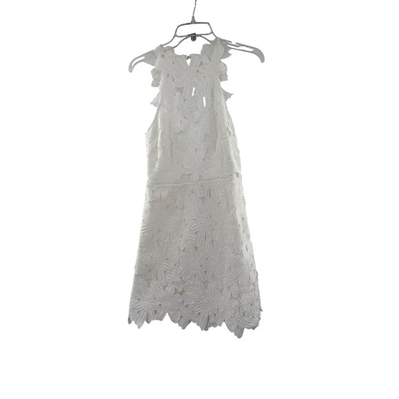 Free People Jessa Saylor White Floral Lace Sleeveless Dress Scalloped Hem  Sz M Dresses